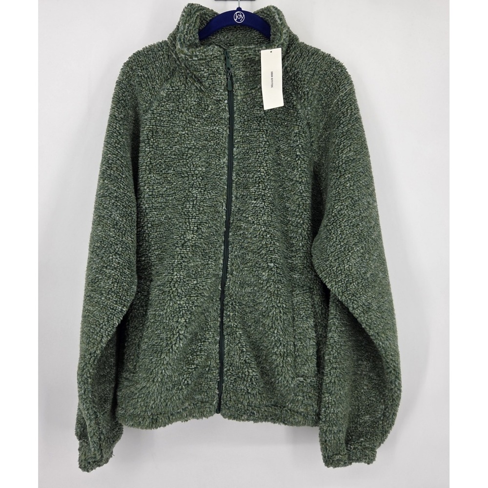 NEW BDG Urban Outfitters Sherpa Jacket Men's Medium Moss Green Full Zip NWT